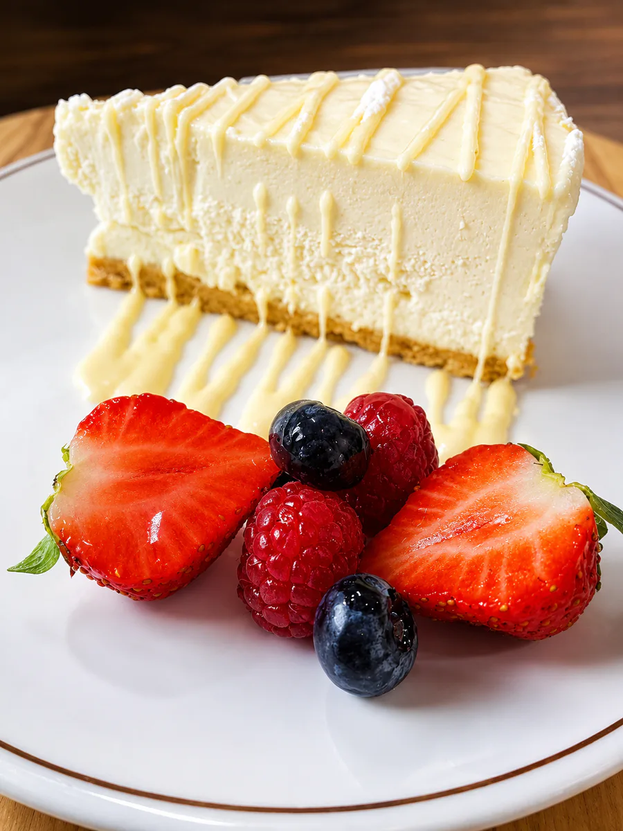 Cake slice served with berries at The Pump House Tea Room